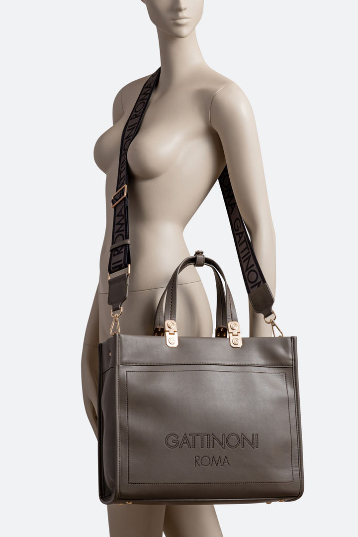 Shopping grande in pelle sintetica AMELIA Taupe