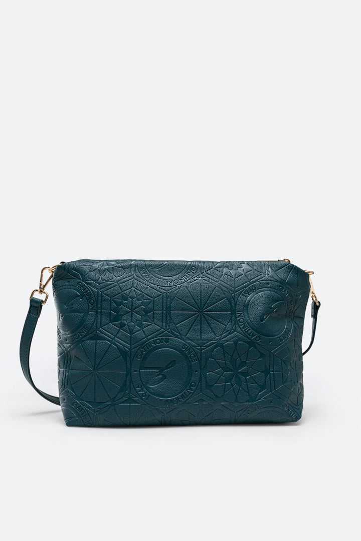 Borsa a Mano Reversible Embossed Verde