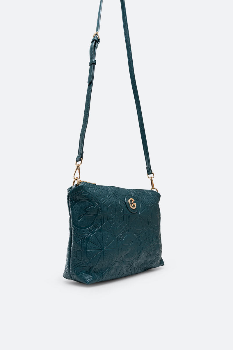 Borsa a Mano Reversible Embossed Verde