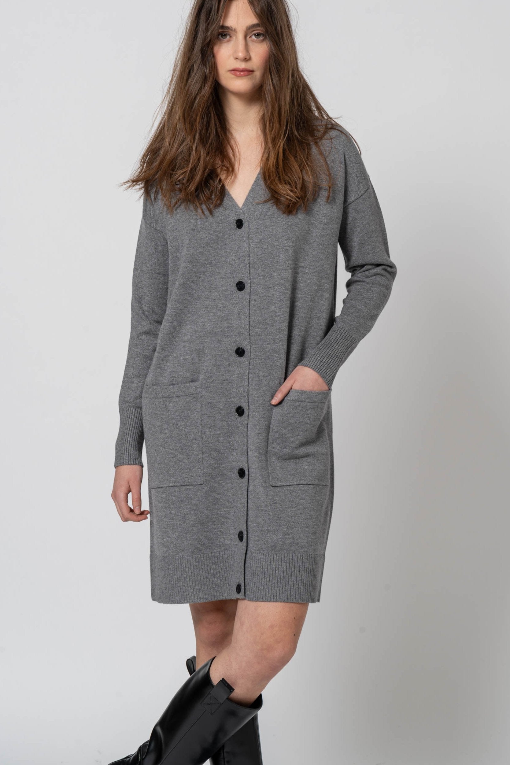 Cardigan Con Macchinina Per Bambino – Maglione Autunno Inverno A Maniche Lunghe, Scollo A V, Grigio (Taglie 2-6 Anni)