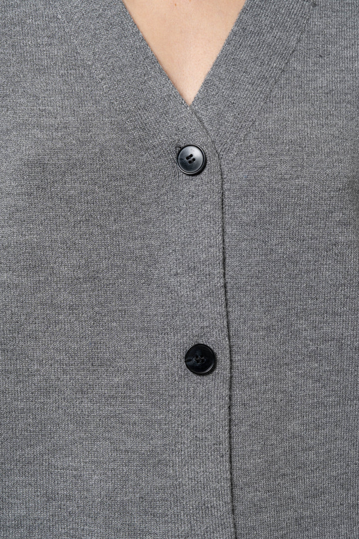 Cardigan scollo a v basic grigio