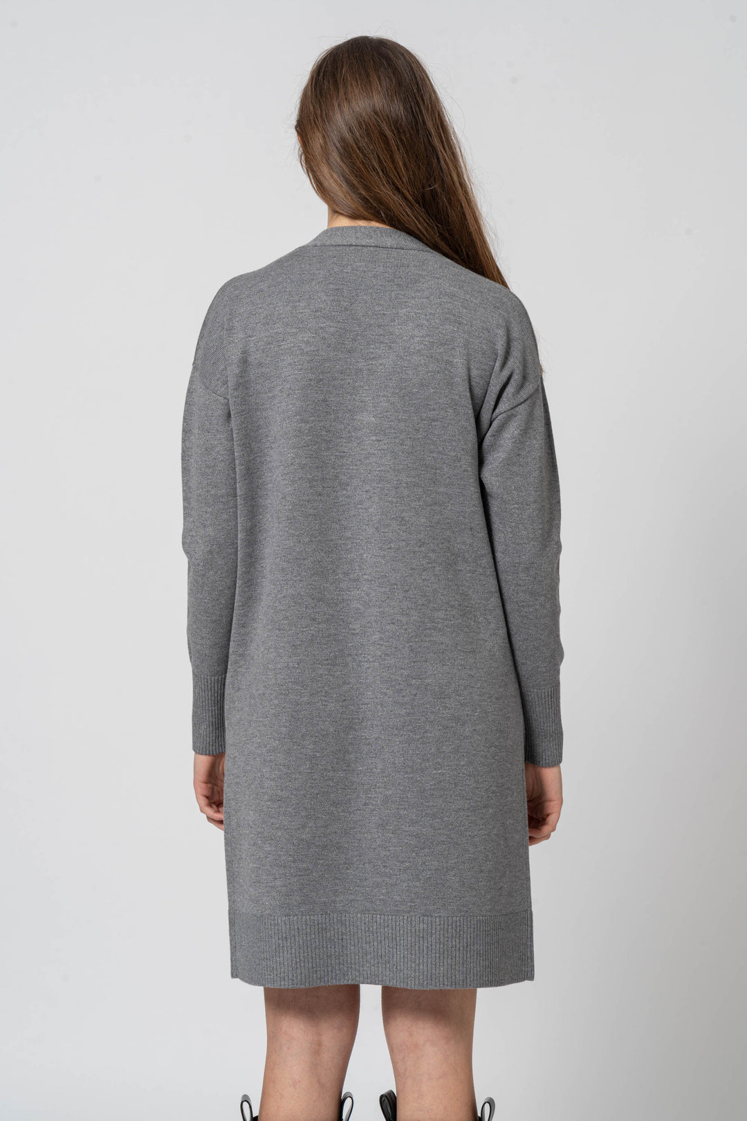 Cardigan scollo a v basic grigio