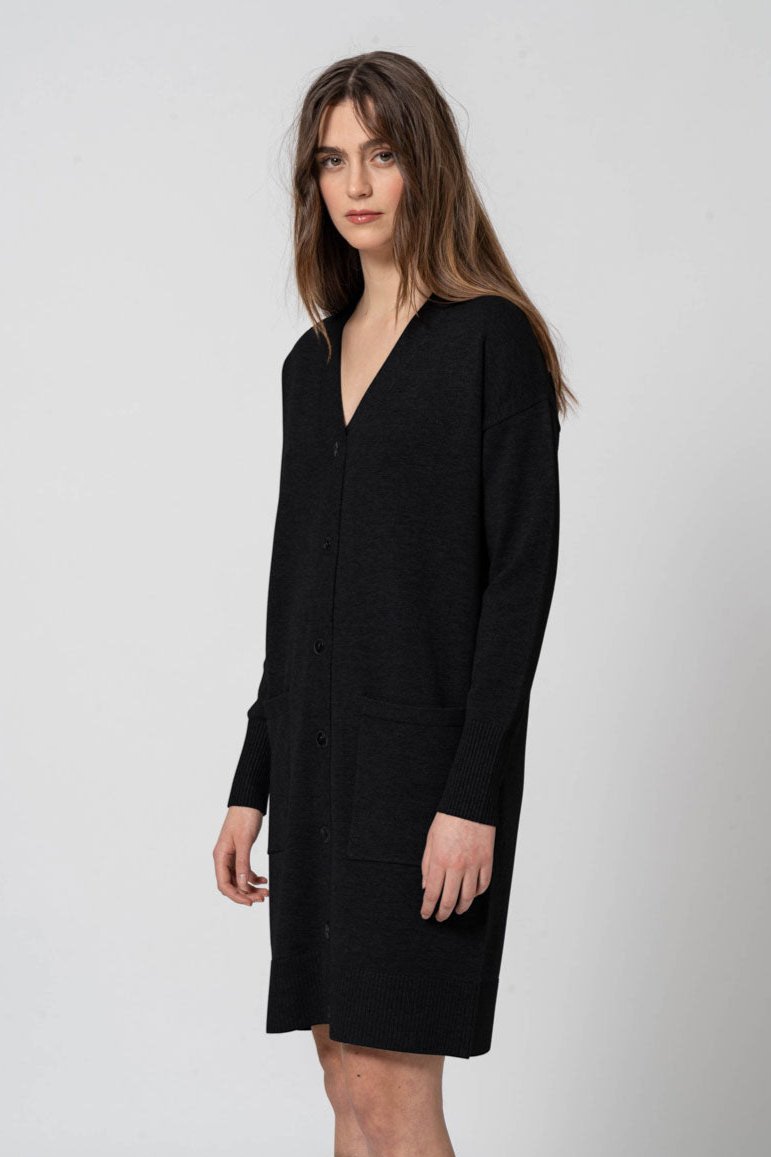 Cardigan scollo a v basic nero