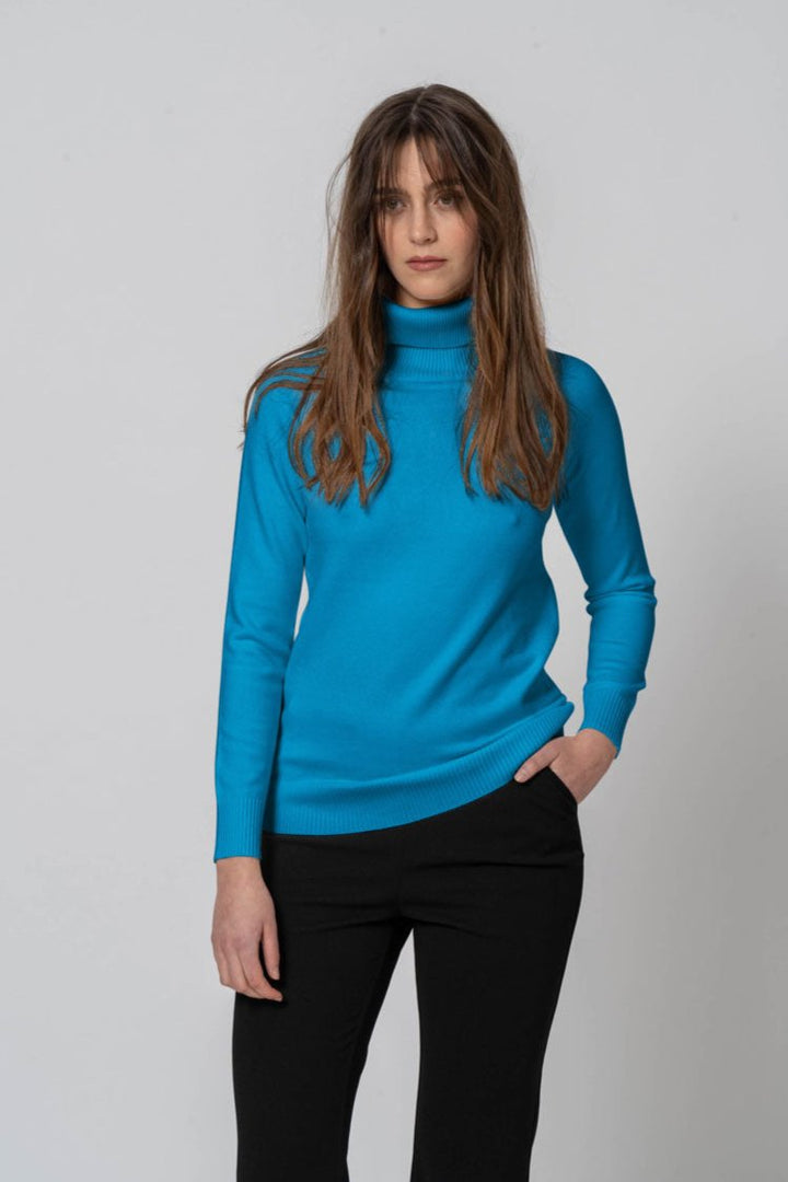 Maglia Basic collo alto azzurra