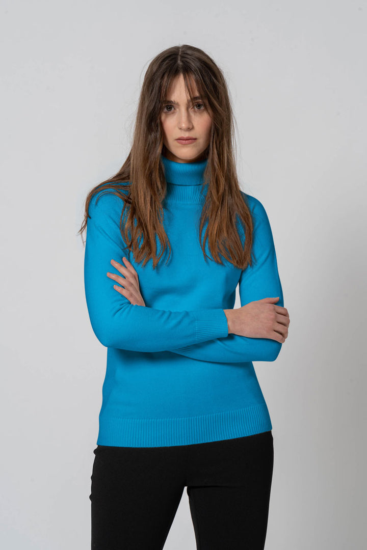 Maglia Basic collo alto azzurra