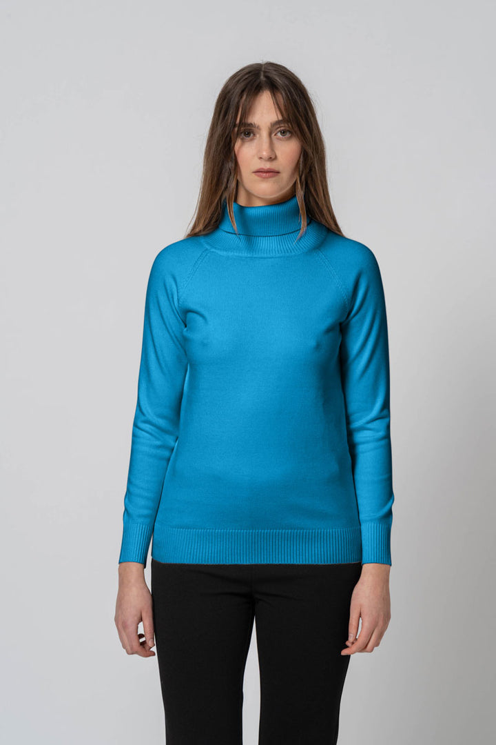 Maglia Basic collo alto azzurra