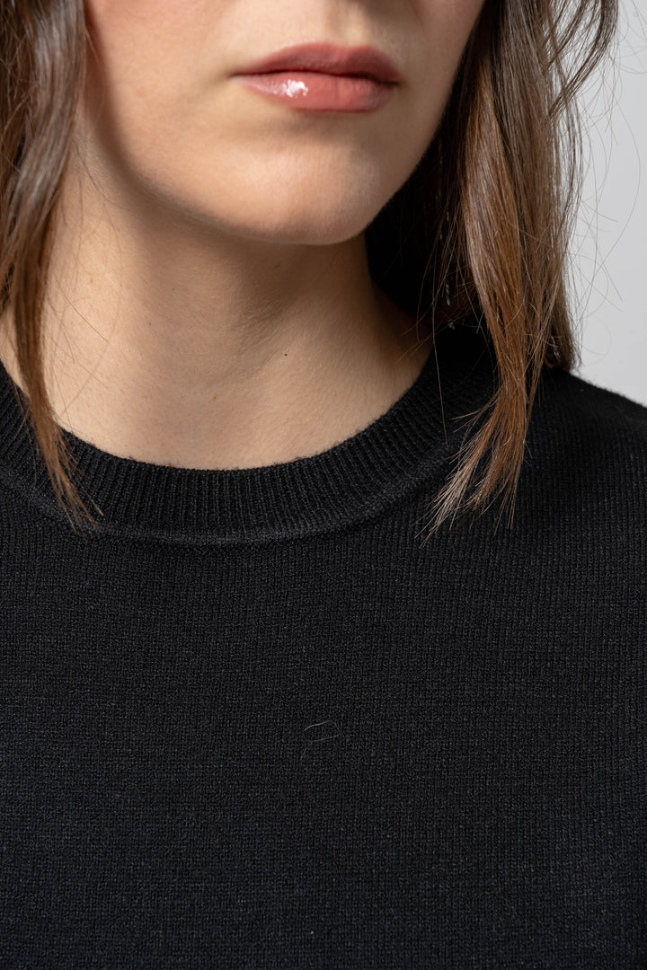 Crop Top manica corta nero
