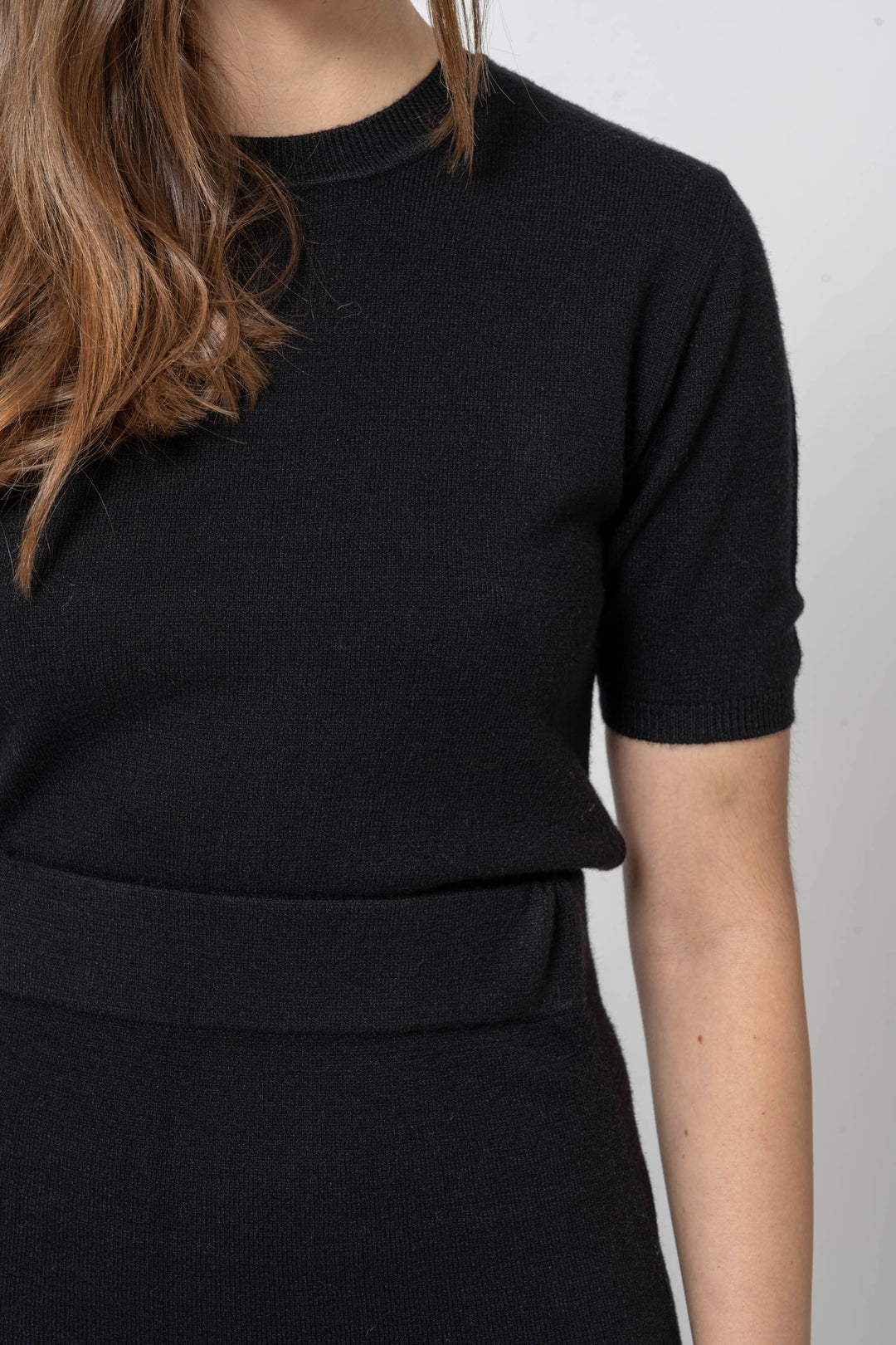 Crop Top manica corta nero