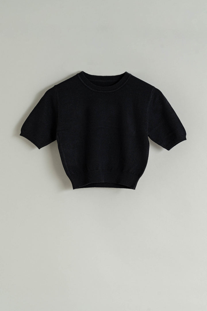 Crop Top manica corta nero