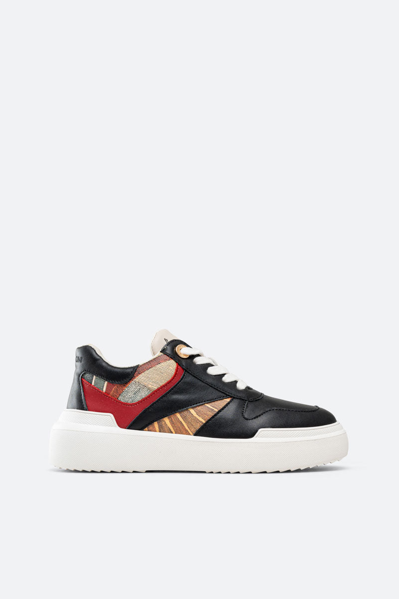 Leon Sneaker Calf PU/Planetarium Black/Red/Classic