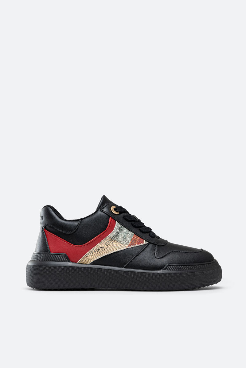 Leon Sneaker Calf PU/Planetarium Black/Red/Classic