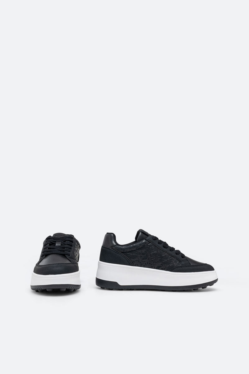 Sneaker Ross Nubuck PU stampa Teodosia Nero