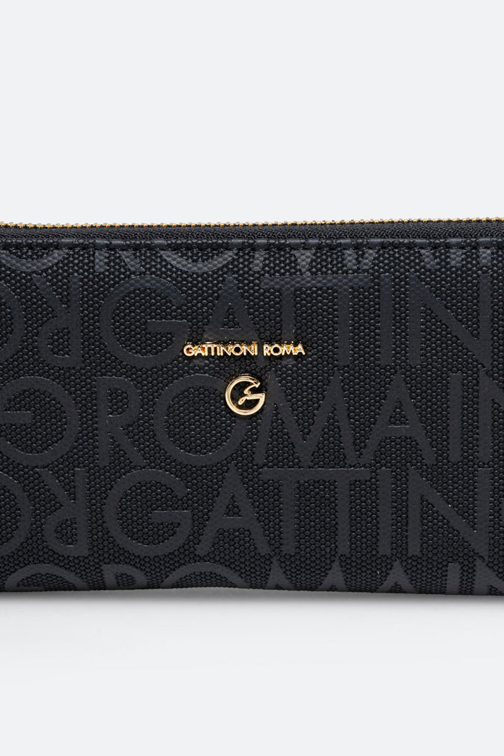 Portafoglio Charlie con zip Nero