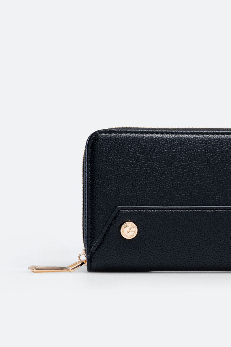 Portafoglio Roomy con zip Nero