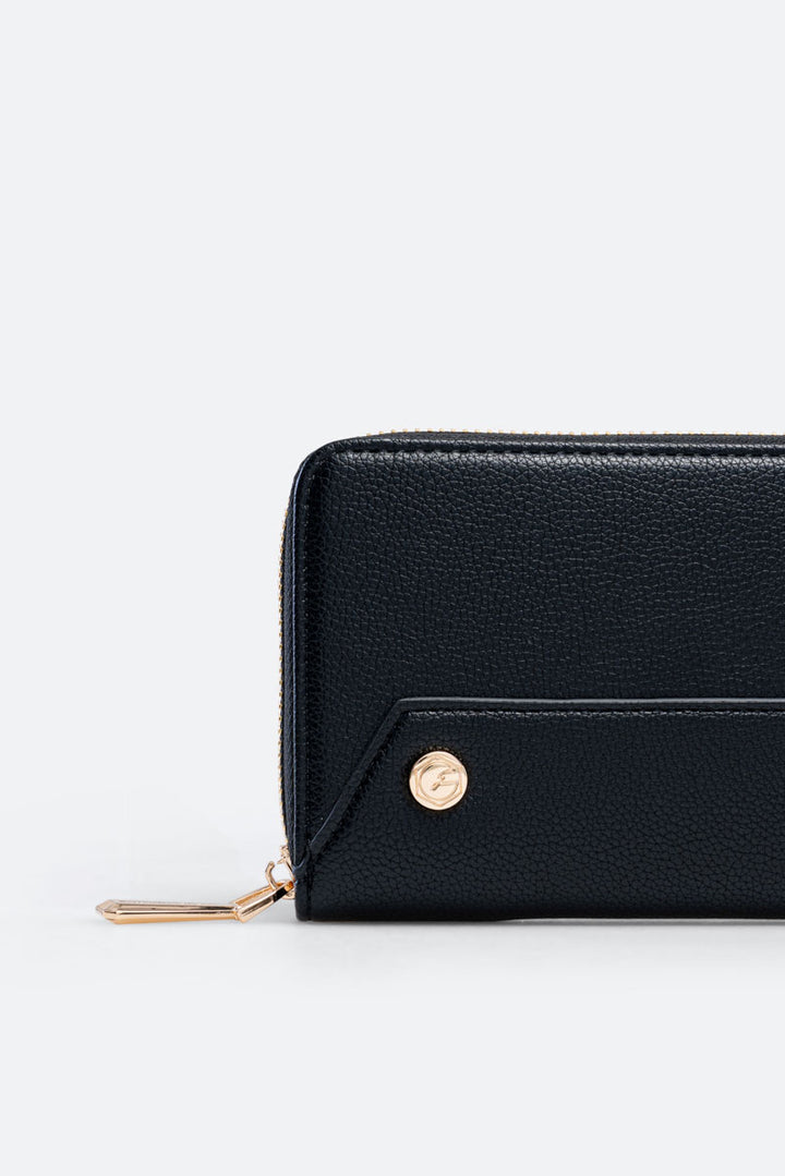 Portafoglio Roomy con zip Nero