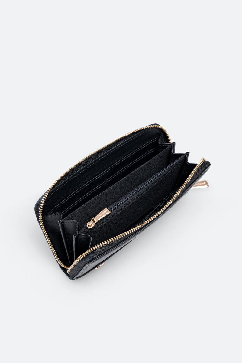 Portafoglio Roomy con zip Nero