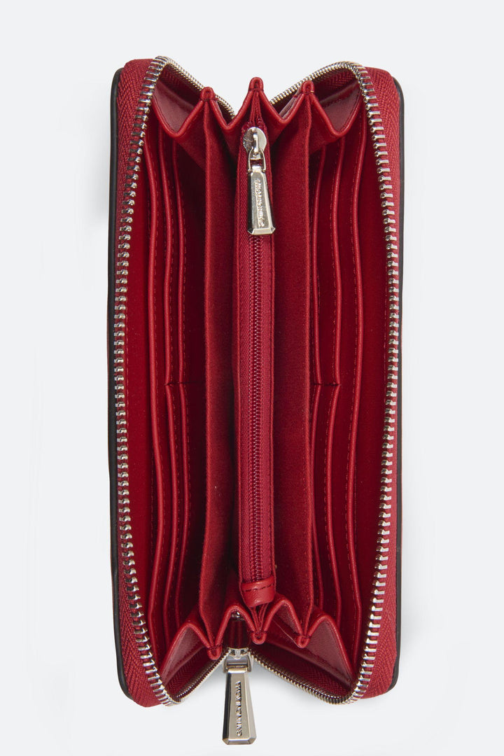 Portafogli Large con Zip Teometric Trapuntato colore Rosso