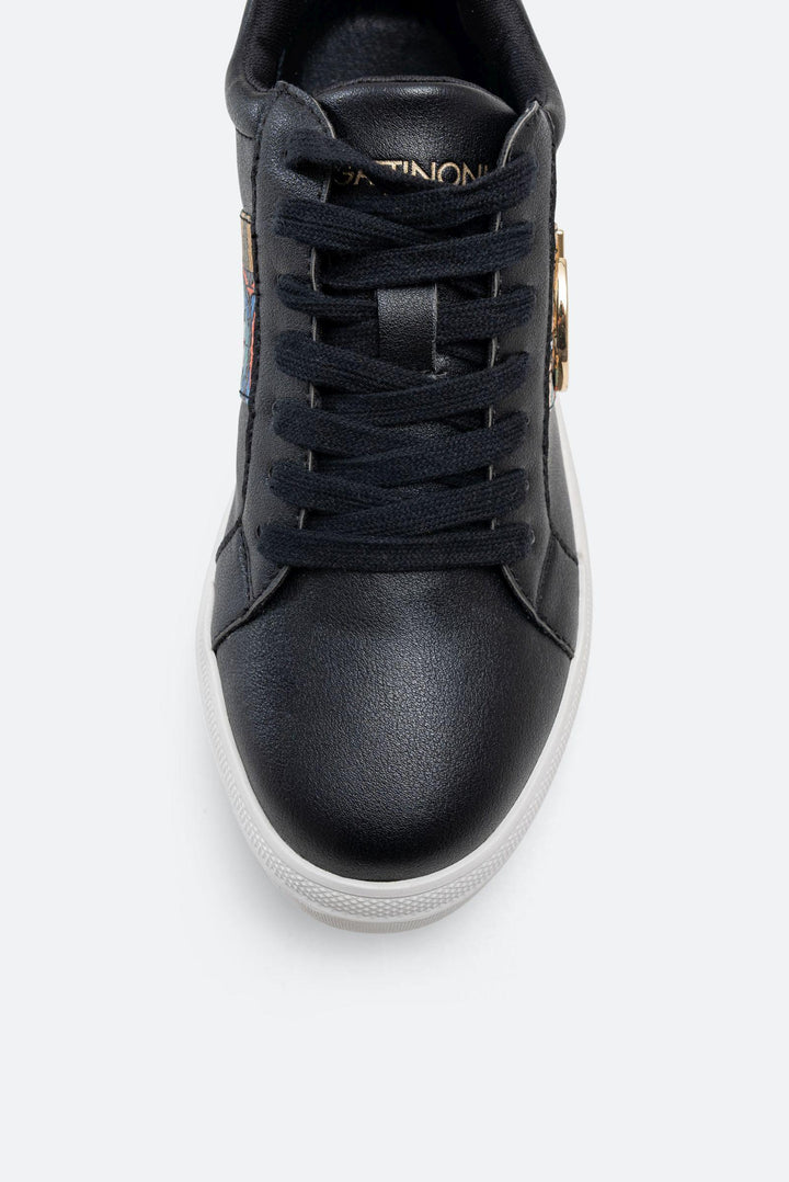 Sneaker Leon in similpelle stampa Teodosia classic colore nero