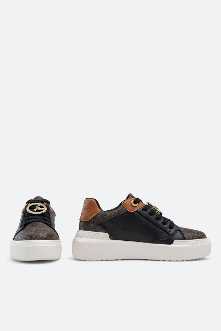 Sneaker Leon in similpelle stampa Teodosia colore nero e marrone