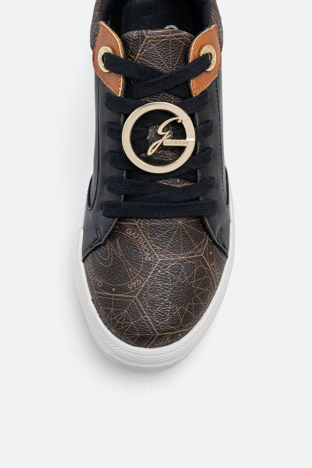 Sneaker Leon in similpelle stampa Teodosia colore nero e marrone