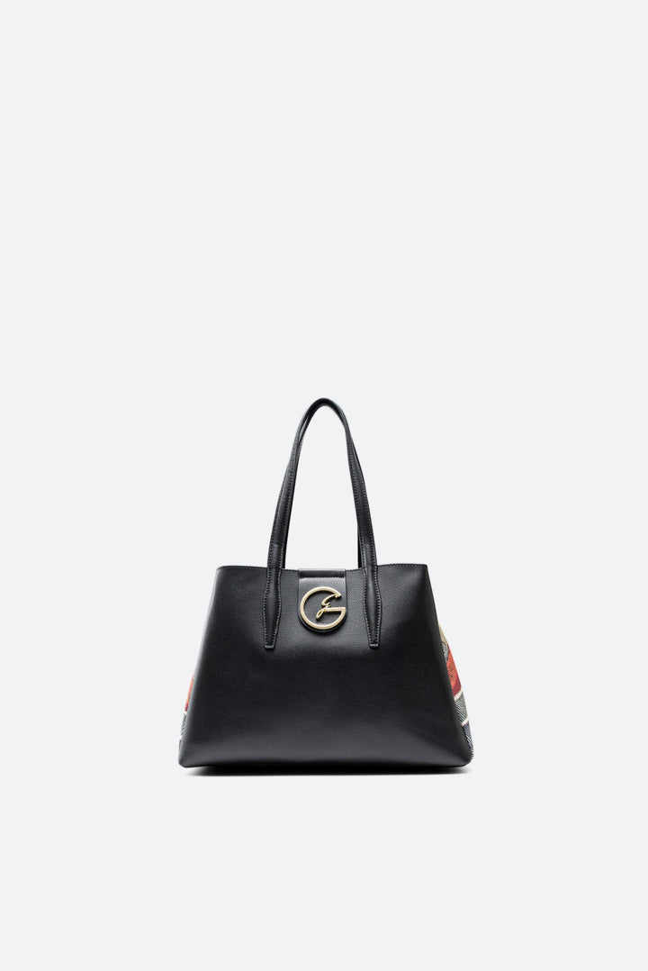 Shopping bag in pelle nera