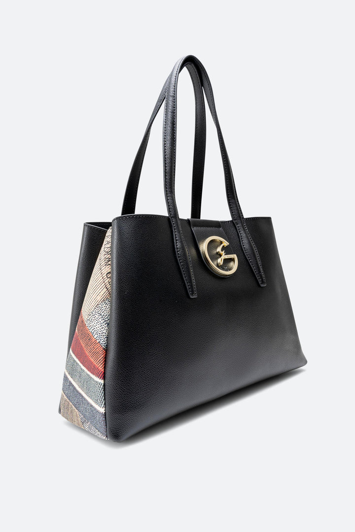 Shopping bag in pelle nera