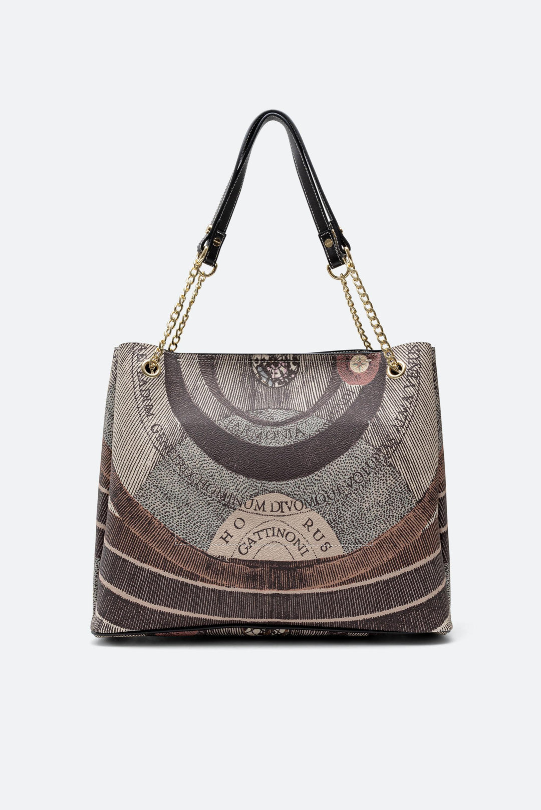 Borsa a Spalla con Catenelle Planetarium Diana
  in Pelle colore Marrone Scuro