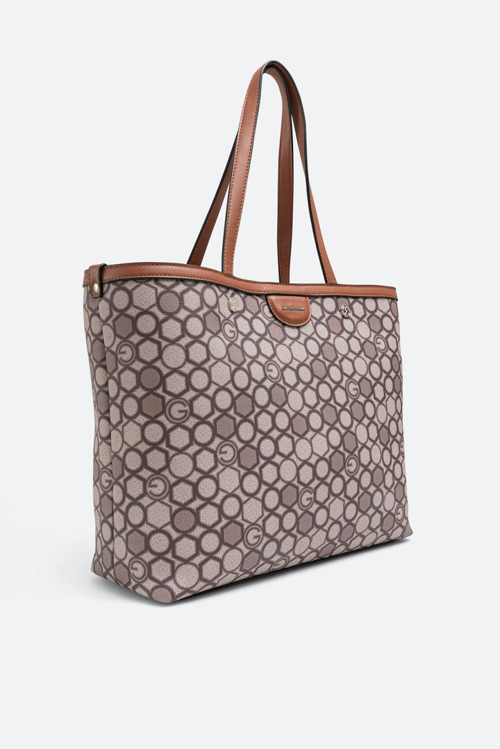 Shopping Bag Stampa Teometric dettagli Cuoio