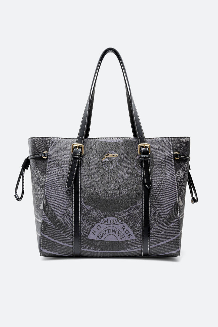 Shopping Bag Grande Planetarium Bicolor black con Finitura in Pelle colore Nero