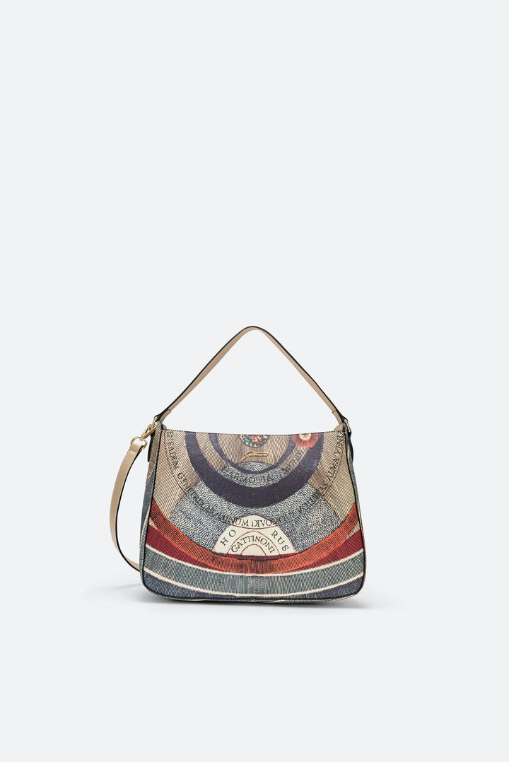 Borsa Hobo Medium Planetarium Classic Finiture in Pelle colore Beige