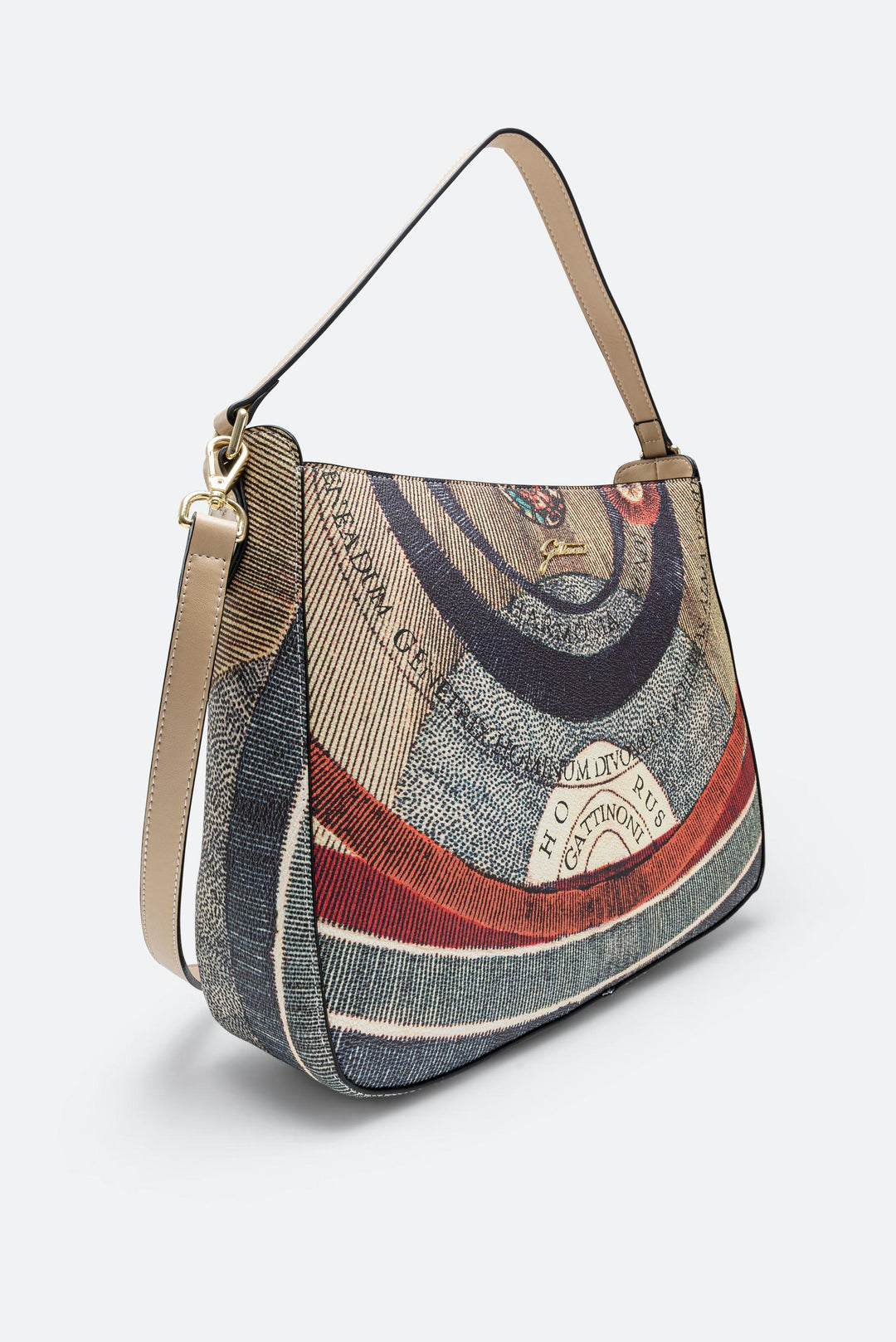 Borsa Hobo Medium Planetarium Classic Finiture in Pelle colore Beige