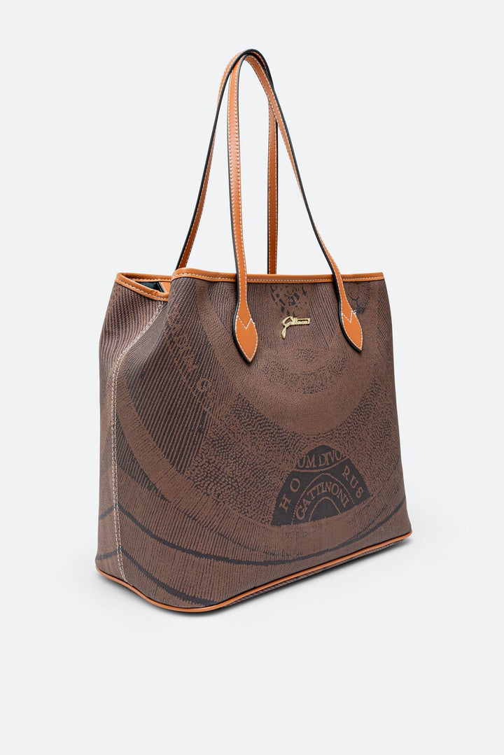 Shopping Bag Medium Planetarium mono brown Finiture in Pelle colore Marrone