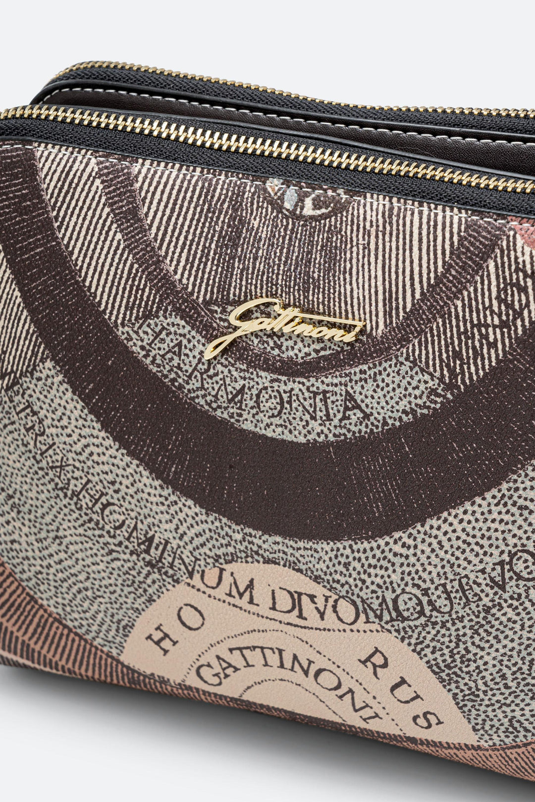 Borsa a Tracolla con Doppia Zip Planetarium Diana Finitura in Pelle colore Marrone Scuro