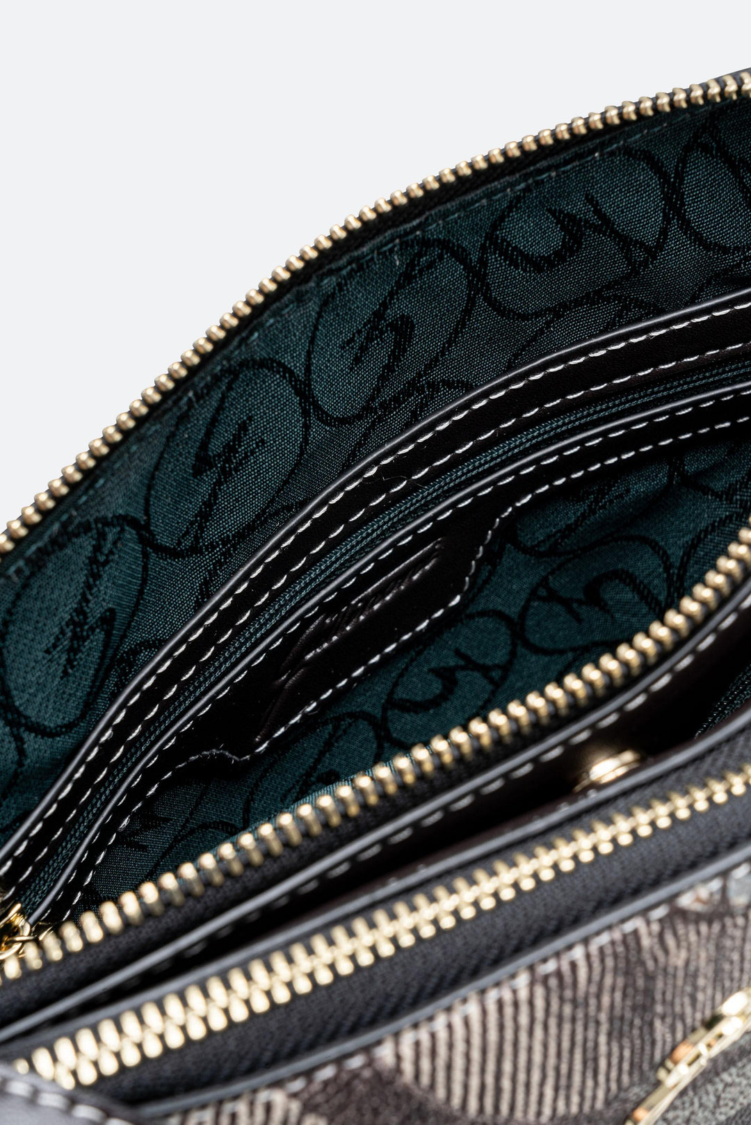 Borsa a Tracolla con Doppia Zip Planetarium Diana Finitura in Pelle colore Marrone Scuro