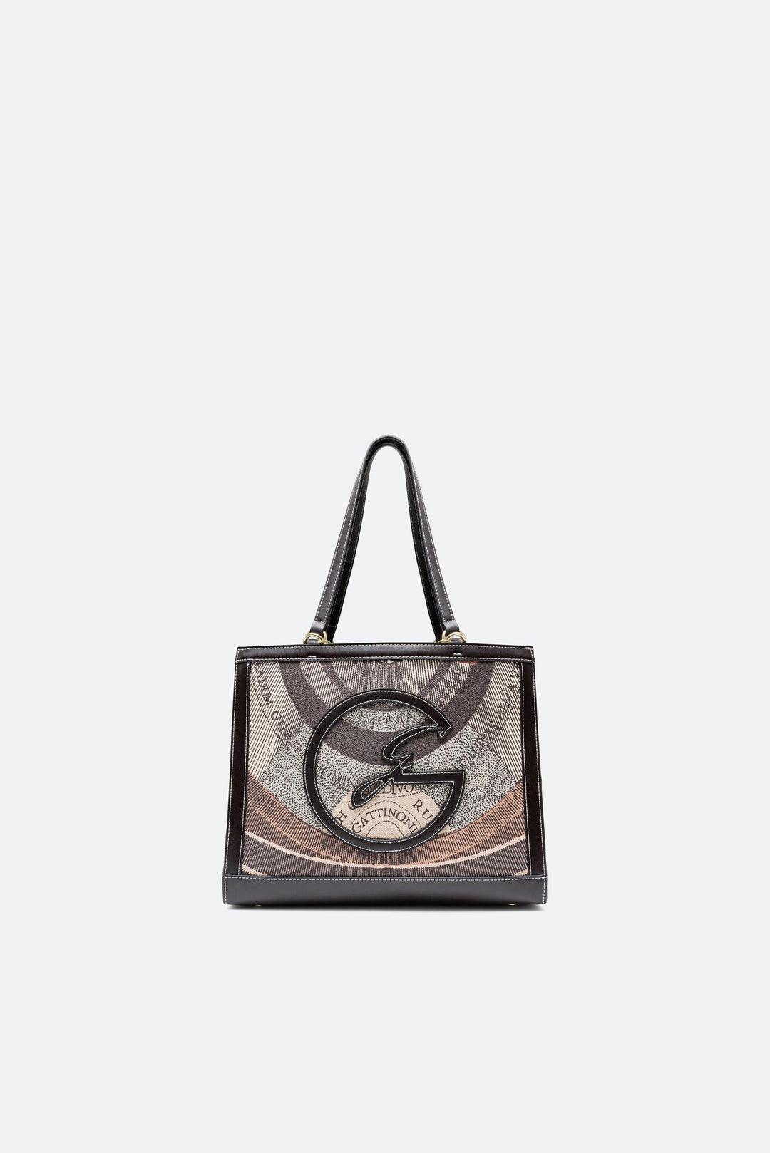Shopping Bag Grande Planetarium Diana con Logo e Finitura in Pelle colore marrone