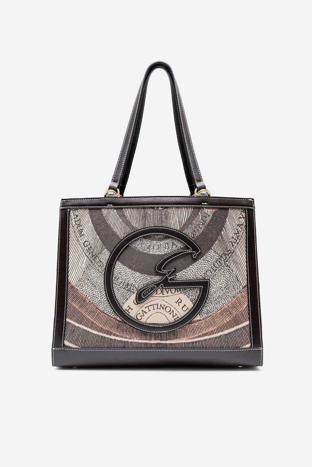 Shopping Bag Grande Planetarium Diana con Logo e Finitura in Pelle