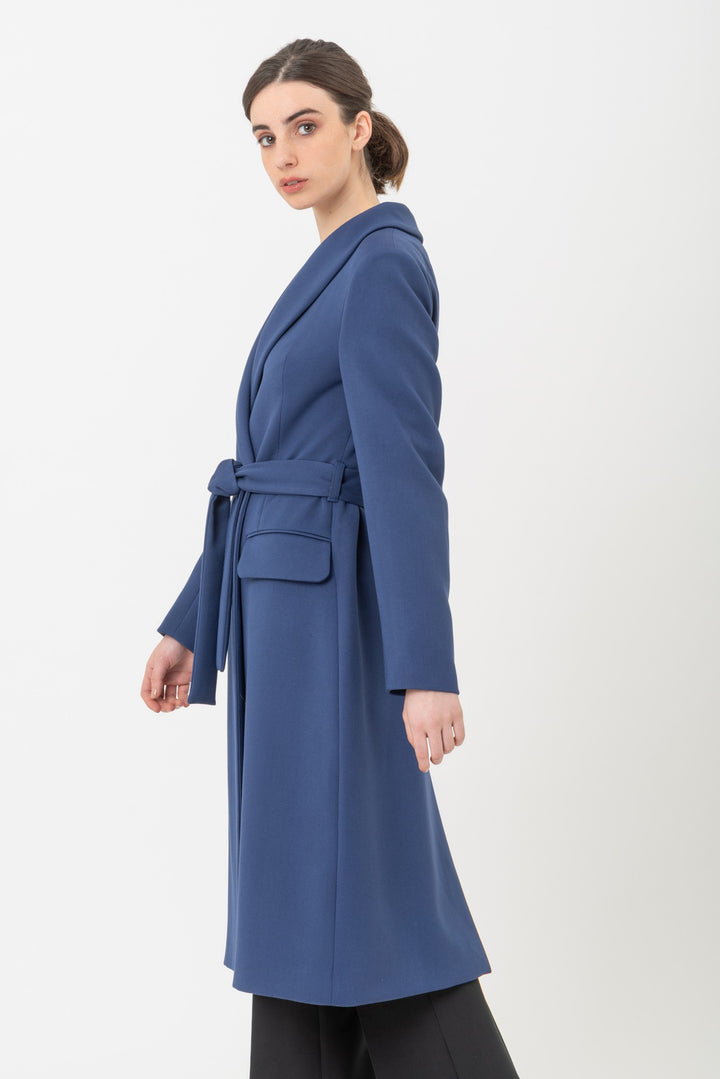 CAPPOTTO DOPPIO PETTO IN DOPPIO CREPE BLU