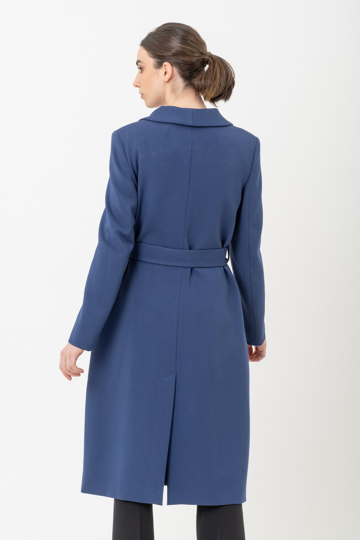 CAPPOTTO DOPPIO PETTO IN DOPPIO CREPE BLU